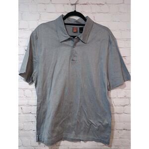 Bullock & Jones Polo Shirt Men’s Large Blue Striped 100% Cotton Luxury Golf